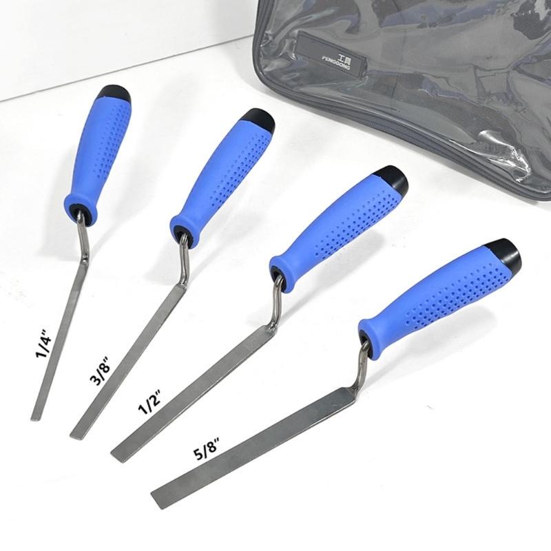 Professional Stainless Steel Grout Trowel Scrapers Tools 4 Sizes In Plastic Ergonomic Handle With Portable Carrying Bag