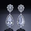 ZAKOL Fashion Water Drop Zircon Dangle Earrings For Women Luxury White Leaf Drop Earrings Bridal Wedding Party Jewelry