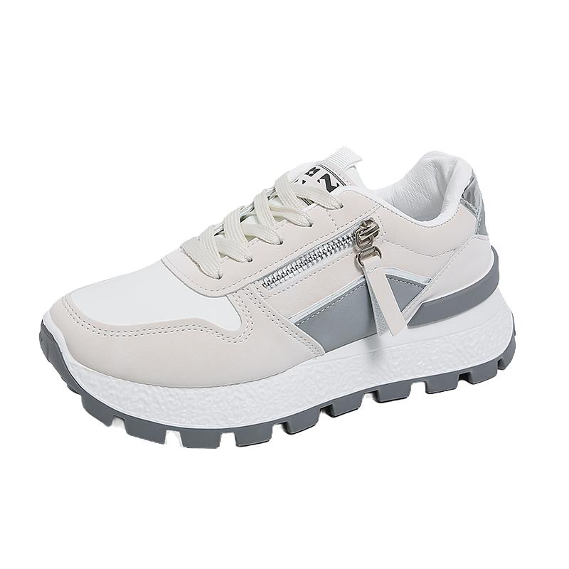 

Fashion 2025 Women Sneakers Thick Soled Round Head Fashion Shoes Women Comfortable Breathable Casual Wear-resistant Sneakers 36 серый