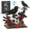 Raven Skull Roses Flower Building Blocks Set , Skull Planter Botanical CollectionKit for Adult, Gift for Christmas, GothicHorror
