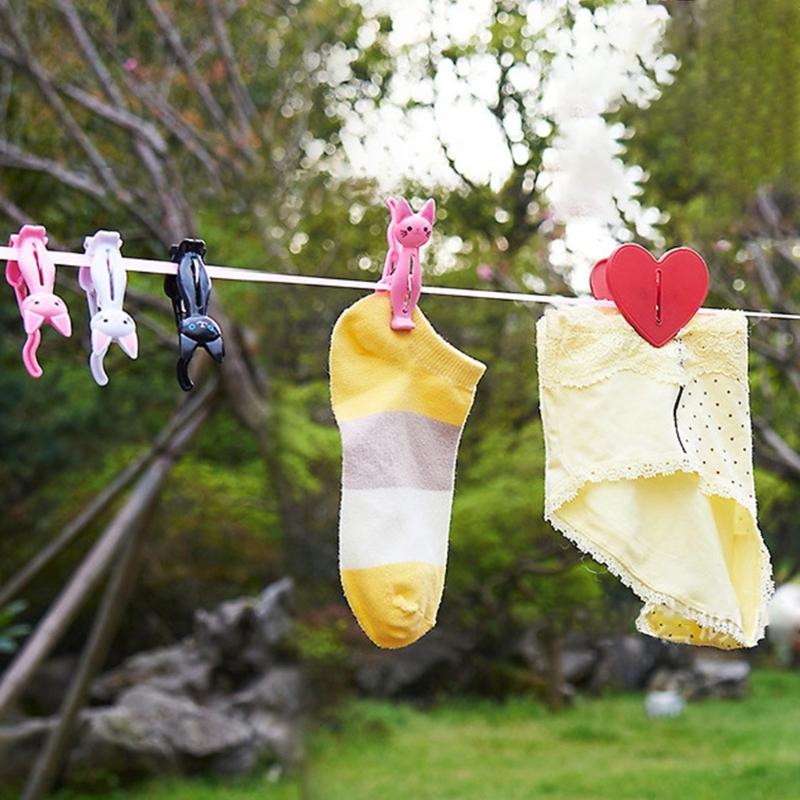 4 szt. Plastikowe klamerki do prania w kształcie kotów Klipsy do ubrań Kreskówkowe klipsy do ręczników plażowych Klips do pościeli skarpetek Wiatroszczelne klipsy do prania do domu