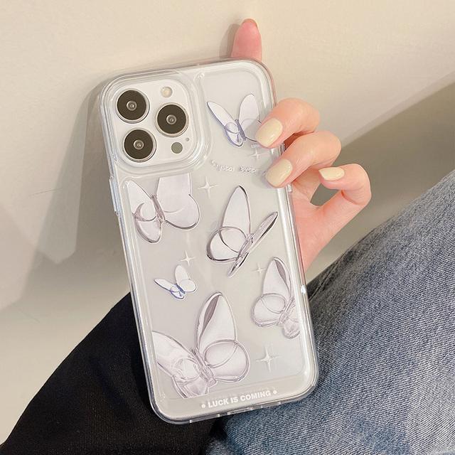 

Прозрачный чехол для телефона Ins Gradient Butterfly для Iphone 13 12 11 Pro Max Xr X Xs Max 7 8 Plus, мягкая прозрачная противоударная задняя крышка For iPhone 13 Pro