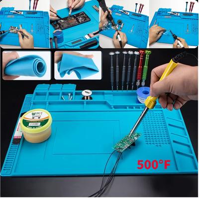 Magnetic Soldering Mat Heat Resistant 500°C Soldering Station Mat Antistatic Silicone Work Mat for Welding BGA Soldering Station