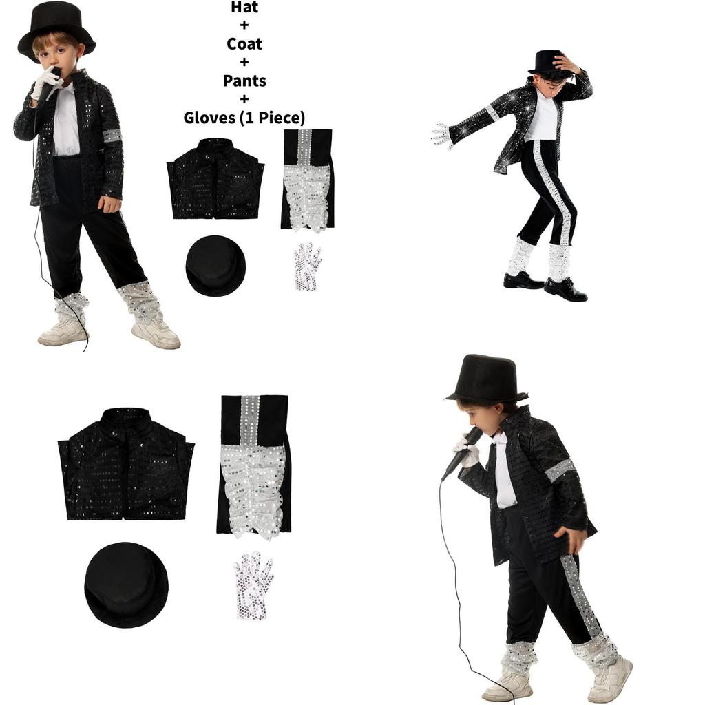 Michael Jackson Cosplay Costume For Children With Polyester Fabric For Dance Shows