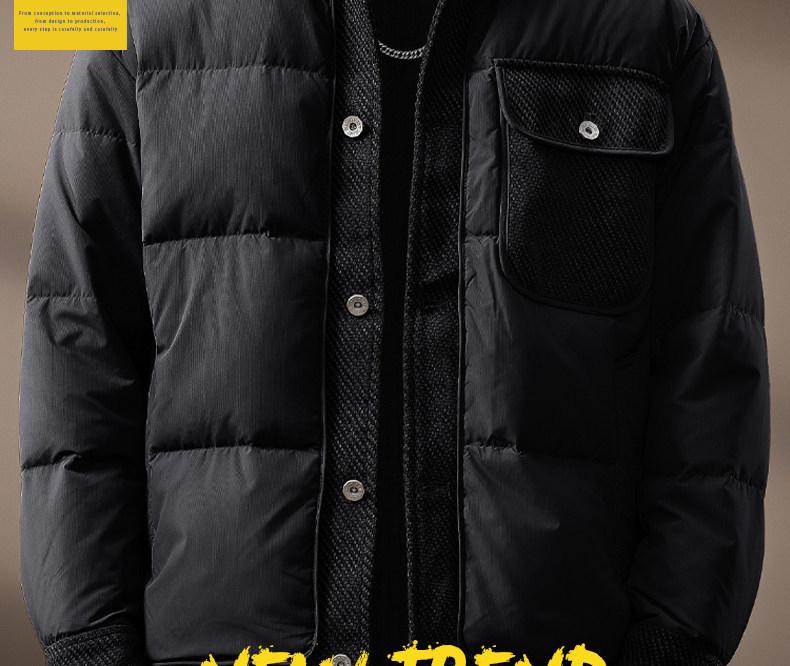 Men's High-End Lightweight American Fashion Winter Down Jacket - Trendy, Warm Lapel Design for Cold Protection