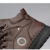 Men's High-top Leather Boots Casual Sneakers Winter Plush Shoes Snow Boots