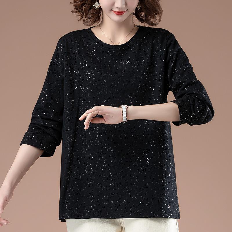 Cotton Long-sleeved Women's Spring Plus Women's T-shirt Loose Western Style Bottoming Shirt for Women