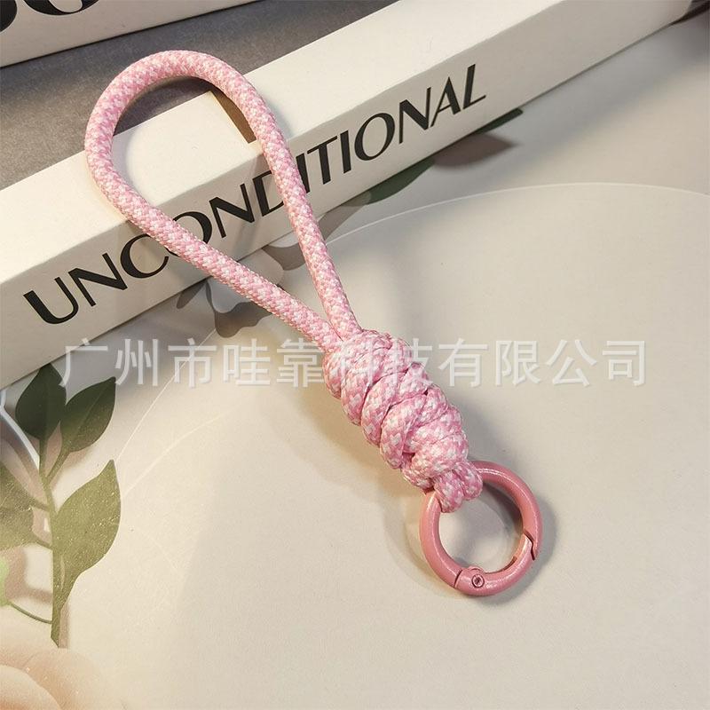 

Color-blocked Knotted Mobile Phone Lanyard Creative Short Lanyard Keychain Lanyard Ring Detachable Anti-lost Lanyard 12CM 1Pcs розовый
