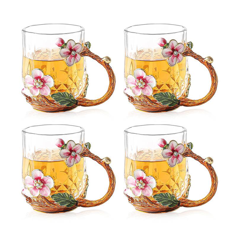 Teacup Plum Blossom Enamel Color Kung Fu Tea Set Tea Separation Teapot Small Teacup High Temperature Resistant Kettle