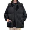 Men Cotton Waistcoat Stand Collar Sleeveless Pockets Quilted Vest Coat Solid Color
