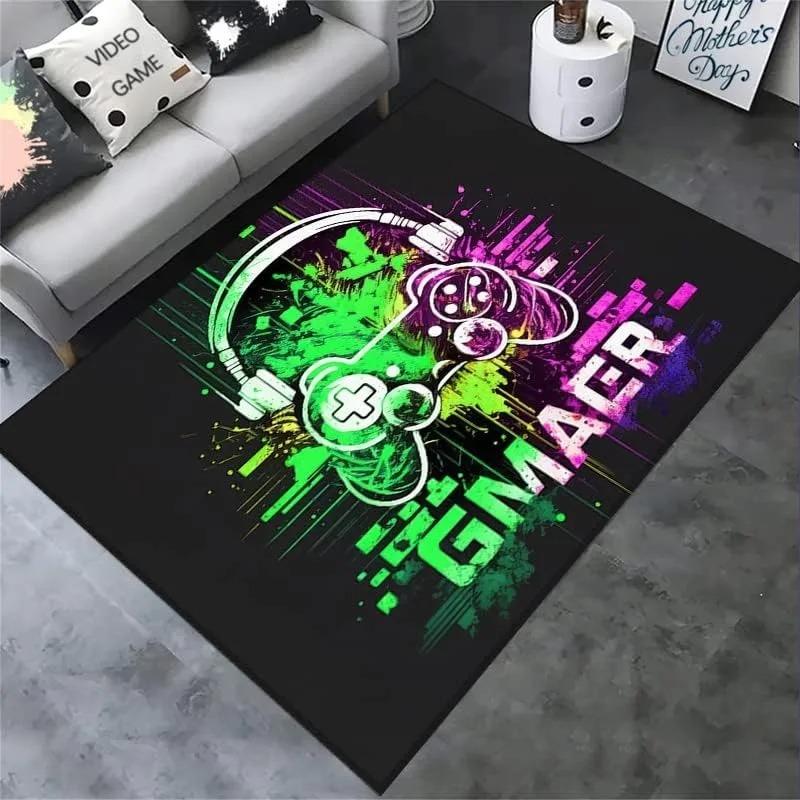 Gaming für Jungenzimmer Gamer Casual Teppich mit Controller-Design Teppich für Spielzimmer Schlafzimmerdeko Rutschfest Maschinenwaschbare Matte