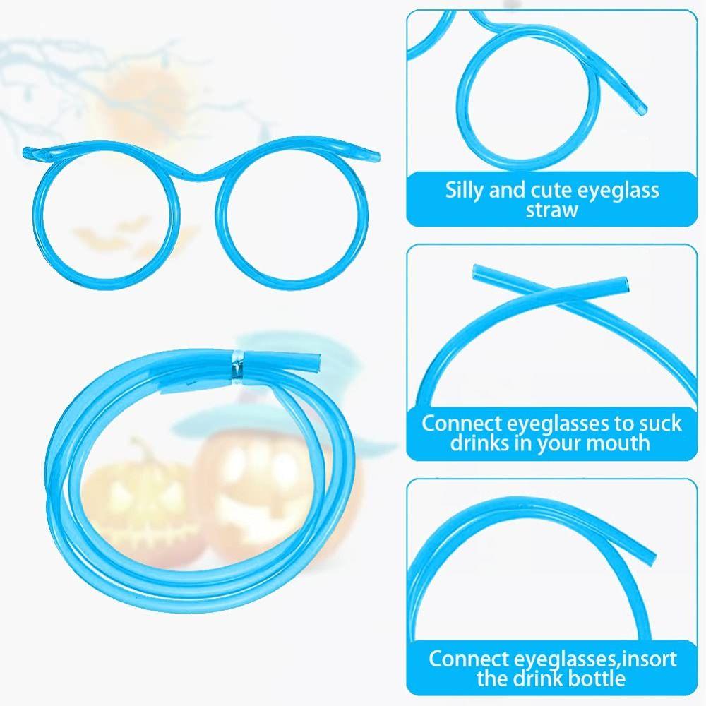 Reusable Straw Drinking Eyeglasses PVC Creativity Toy Novely Loop Straws  Party