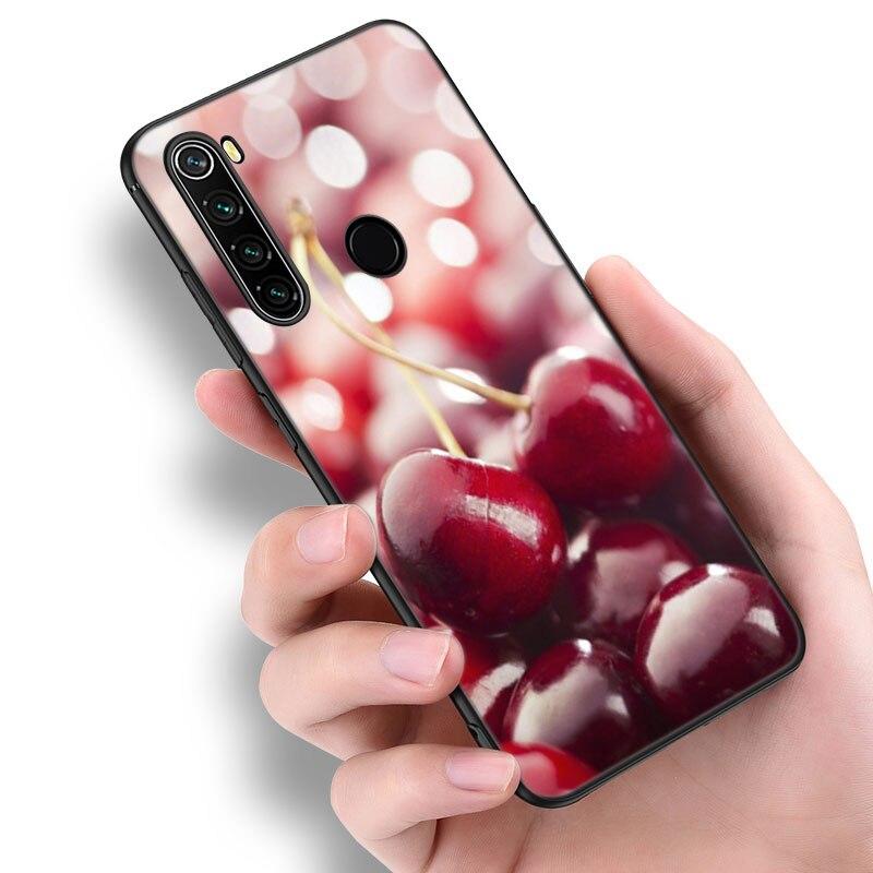 Letni Owoc Wiśnia Etui na Telefon Dla Xiaomi Redmi Note 10 9 Pro Max 10S 10T 9A 9C 9S 9T 8A 8T 8 7 Pro Miękkie TPU Czarne Etui