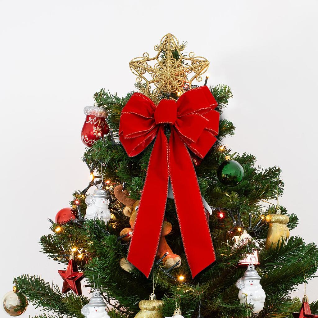 Christmas Tree Topper Bow Creative Front Door Decor Christmas Decoration for Bar Store Festival Valentine's Day Wreath Garland