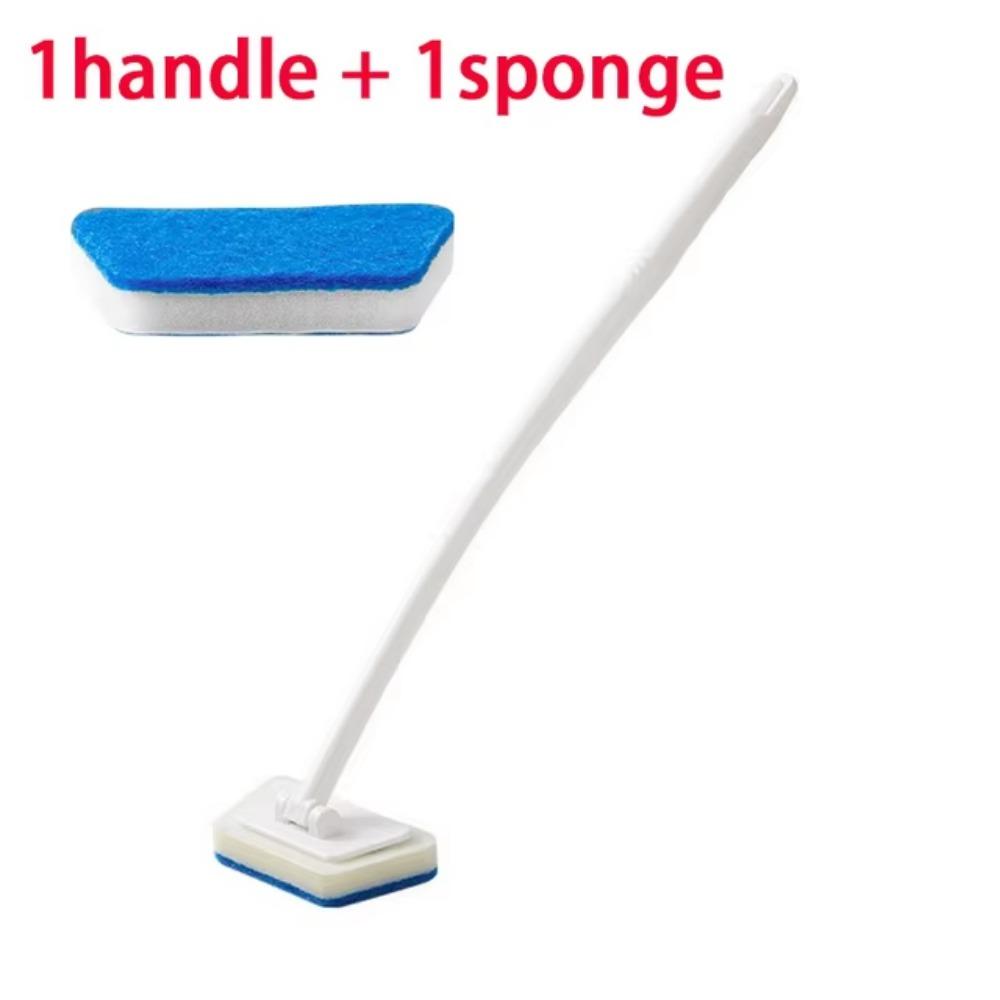 Replacement Head Bathroom Wall Brush Long Handle Bathroom Cleaning Brush  Household Cleaning with 1Pc Sponge