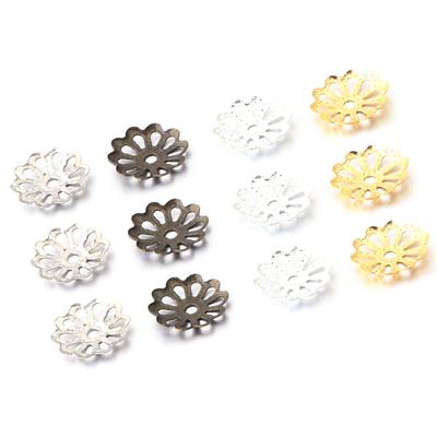 100pcs/lot Vintage Metal Hollow Flower Spacer Beads End Caps Charms Pendants For Diy Jewelry Making Findings Accessories