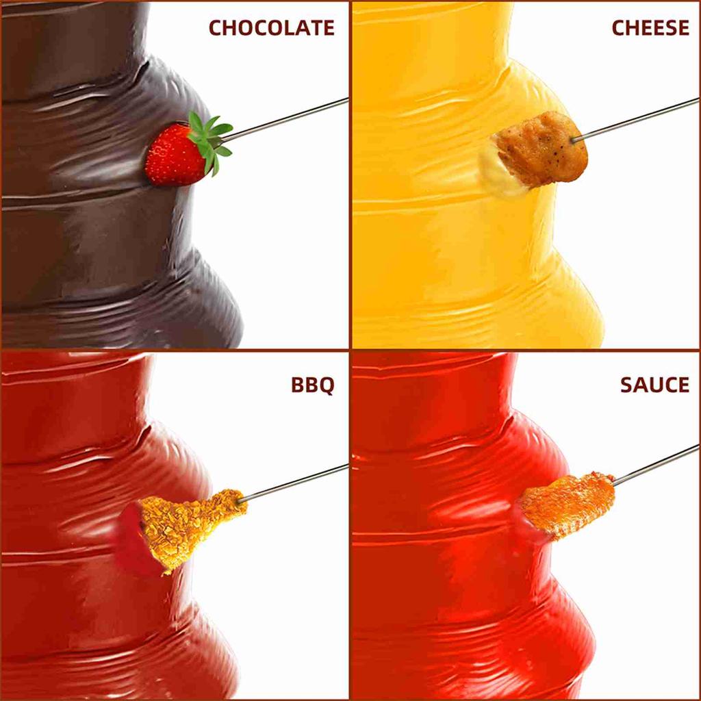 Electric Chocolate Fountain Machine 3 Tier Non Stick Stainless Steel Chocolate Fondue Fountain Melting Pot for Home