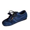 Cowhide version double shoelaces blue women's autumn new retro fashion soft-soled casual single shoes
