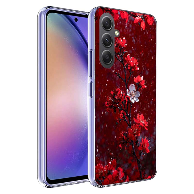 

Snow fall Red Peach Blossoms Phone Case for Samsung A17 A37 A57 A07 A16 A26 A36 A56 A06 A02S A12 A22 A32 A52S A04S A14 A24 A34 A Samsung A73 5G