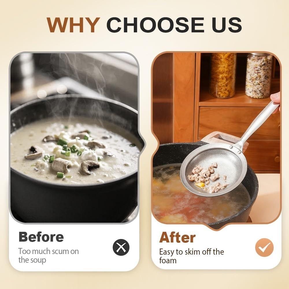 Fine Mesh Strainer 304 Stainless Steel Sieve Spoon Upgraded Oil Filter Spoon  Kitchen Supplies