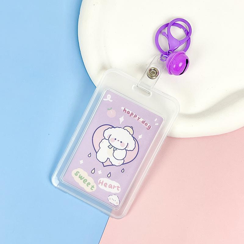 Ins Cute Transparent Lanyard Card Cover Student Bus Cards Case Cartoon Work Card Covers Credit Card Holder Id Holder with Rope