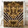 Goldener Barock-Duschvorhang mit schwarzen Streifen Luxus-Dekor Badezimmerzubehör für die Heimdekoration ( Größe: 180x180cm )