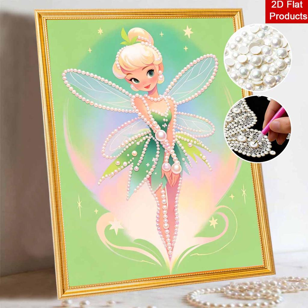 Disney Pearl Painting Tinker Bell Pearl Dress DIY Pearl Art Painting Pearl Gem Painting Pictures Crafts Special Shape Home Wall Decoration