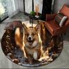 Cute Dog Samoye, Chihuahua, Husky, Koki Cartoon Round Area Rug,Carpet Rug for Living Room Bedroom Sofa Playroom Decor,Non-slip