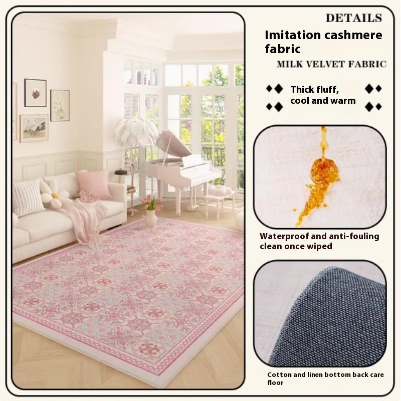 

VIKAMA Summer Pink Premium Feeling Flower Girl Square Rug Pad Soft Comfortable Non-Slip Bedroom Sofa Living Room Home Decor Rugs 100X150CM(3.3X4.9FT