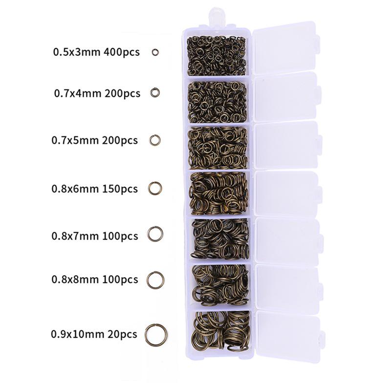 Zestaw do tworzenia biżuterii DIY: Pudełko 7-przegródkowe z zapięciami typu karabińczyk ze stopu, szpilkami w kształcie 9 i haczykami do uszu