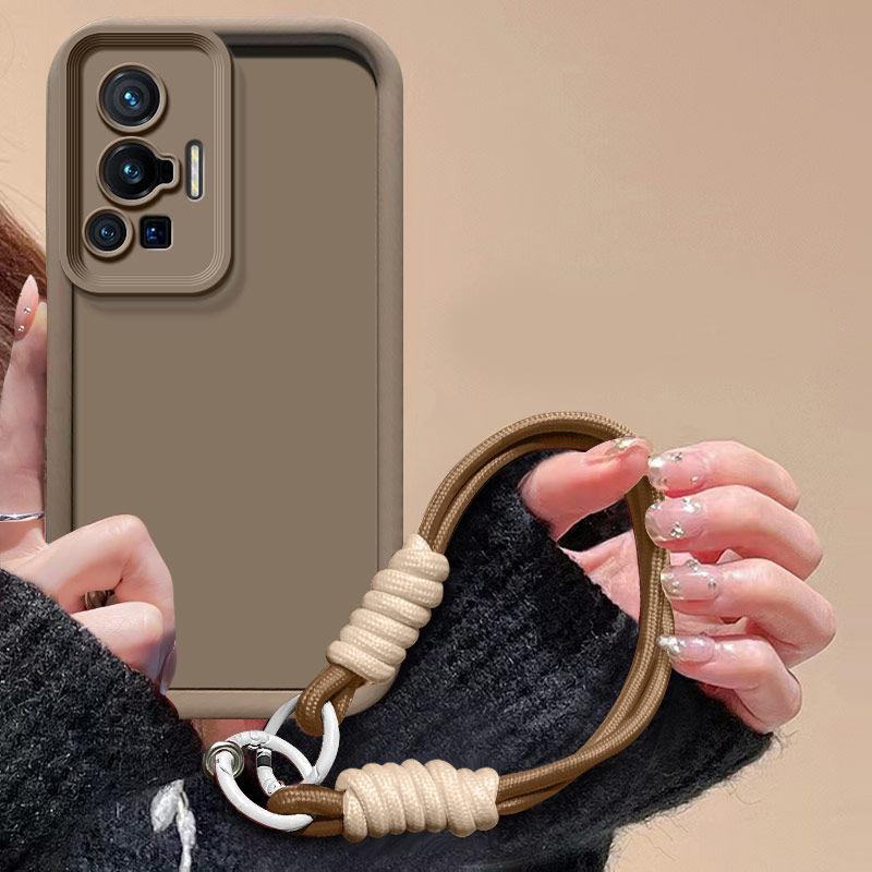 Für Vivo X70 Pro Hülle vivo X70 Pro Handyhülle Weben Lanyard Matte Rückseite Skin Feel Schutz Stoßfeste Hülle