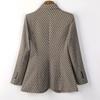 Telooman Women's Houndstooth Padded Winter Blazer