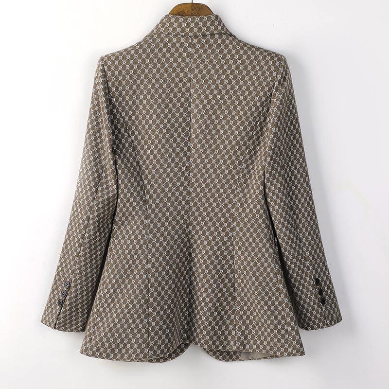 Telooman Women's Houndstooth Padded Winter Blazer