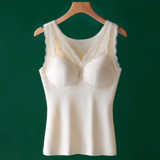 Zimní dámská zateplená vesta s hrudními vycpávkami Bezešvá krajka Rychlý teplotní zámek Výstřih do V Slim Fit Elastická vnitřní nošení Bez rukávů Spodní část tílka