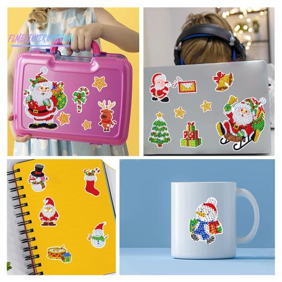 1 Set Diamant-Malerei-Aufkleber, Weihnachtsbaum, Schneemann, Weihnachtsmann, Muster, Strass-Aufkleber für Zuhause, Wanddekoration