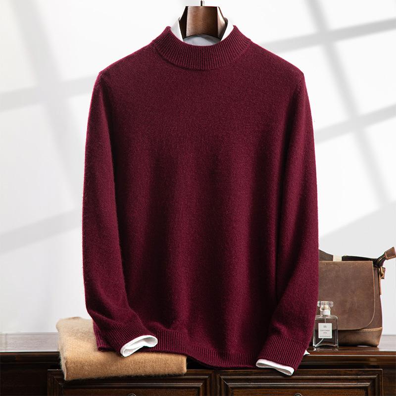 Cashmere sweater, semi-turtleneck sweater, loose and thickened long-sleeved bottomed knitted sweater, with a new top inside.