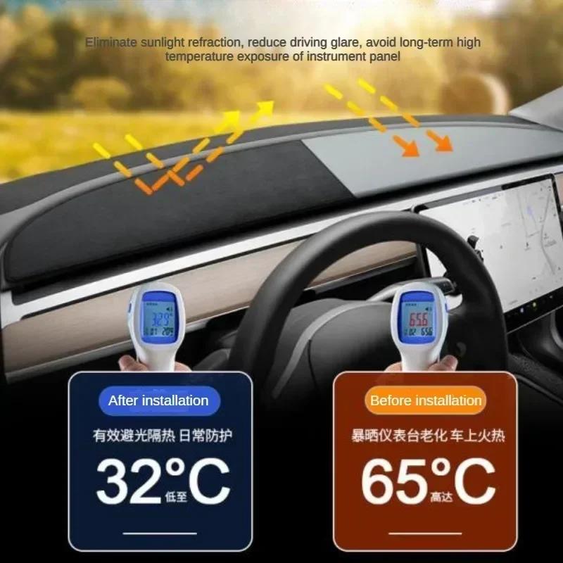 Model3 Highland 2025 Suede interior Accessories For Tesla Model 3 Y 2025 Dashboard Panel Pad Dash Board Sunshade Protector Cover