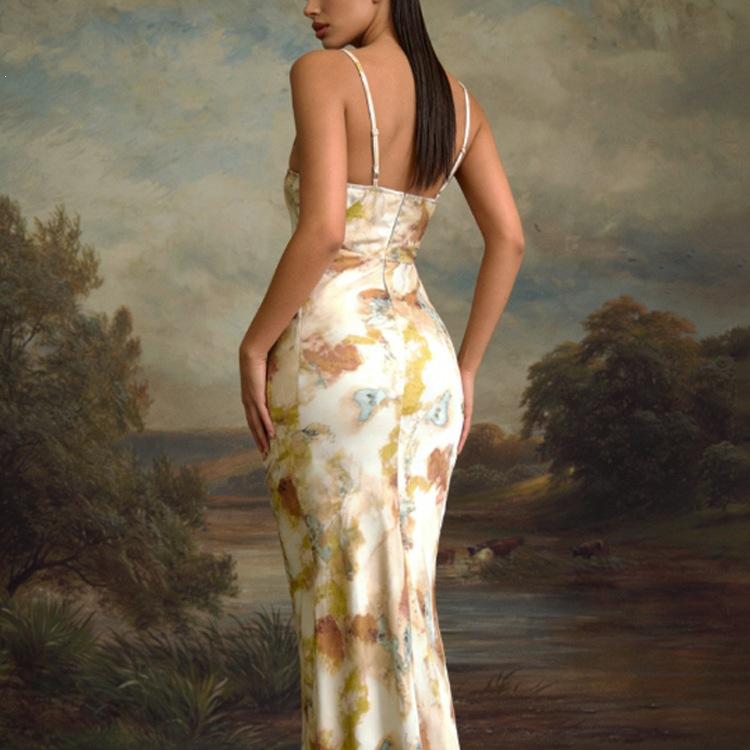 Summer Sexy Holiday Sle Print Strap Dr Women Slimming Split Ort Skirt High Waist Polyester Svel Asymmetrical