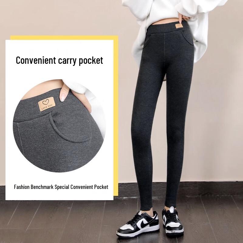 LANGSHA Women's Lambswool Striped High-Waist Thermal Leggings