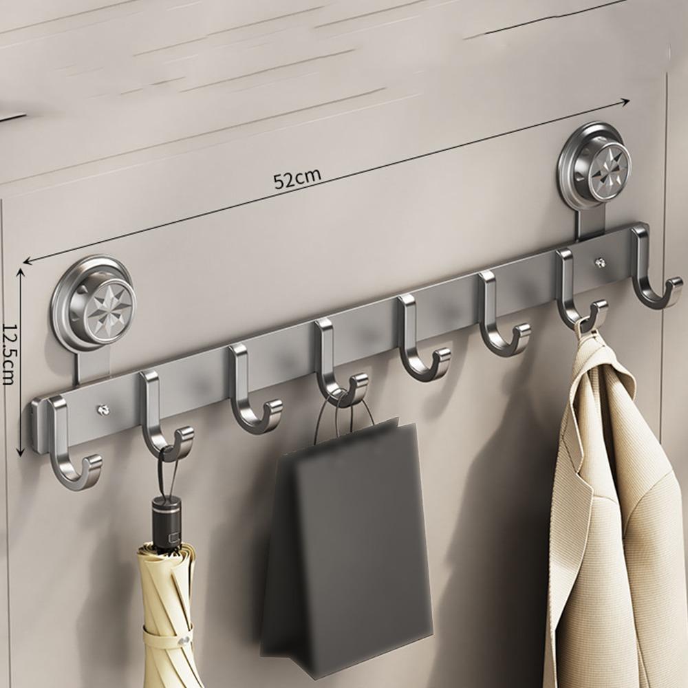 Wall Mounted Suction Cup Door Hook 4/5/6/7/8 Hook Hanging Coat Holder Wall Clothes Hanger  Bathroom