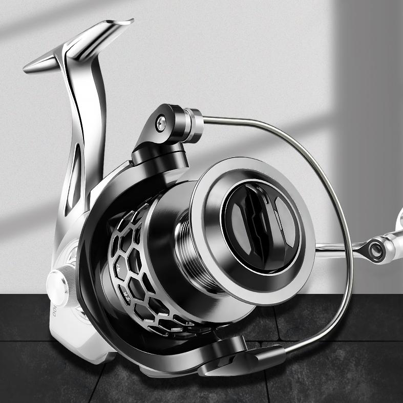 Fishing Smooth Drag System Fishing Spinning Reel 4+1 BB 10kg Drag Gear Ratio 5.2:1 High-Performance Spinning Reel for Saltwater DHK1000