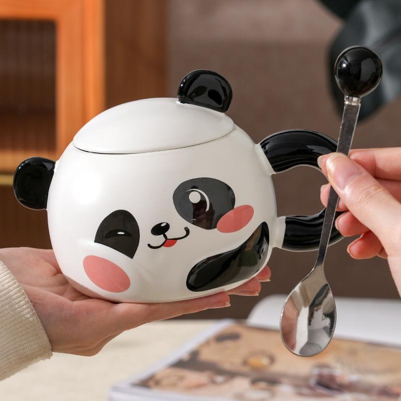 

Креативная милая керамическая кружка с пандой для дома, большая вместимость, для офиса, для пары, чашка для воды, сувенирный подарок, кружка высокой ценности [400ml]