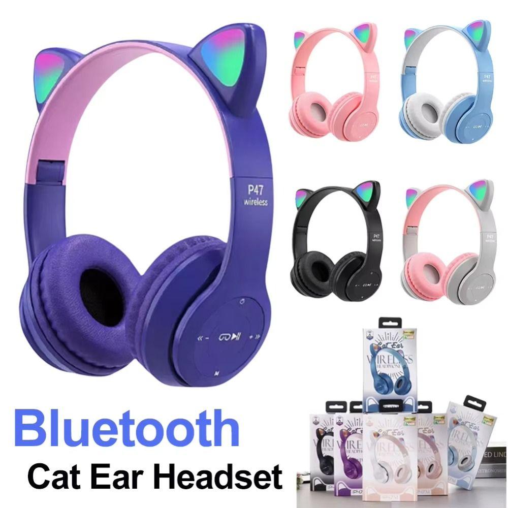 Foldable Cat Ear Wireless Headphone Bluetooth Over Ear Earphones Ear Headset
