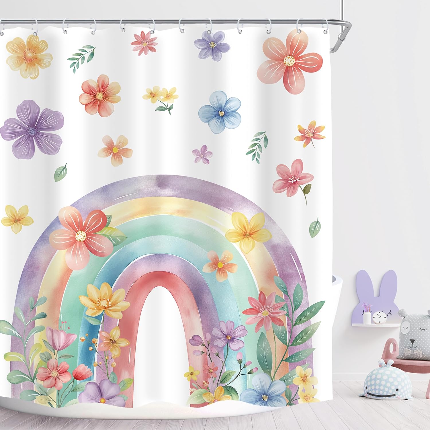 

Цветок Радуга Занавеска для душа 180x 180см Красочная Многоцветная Пион Полевой цветок Бохо Растение Водонепроницаемая Занавеска для душа W90xH180cm