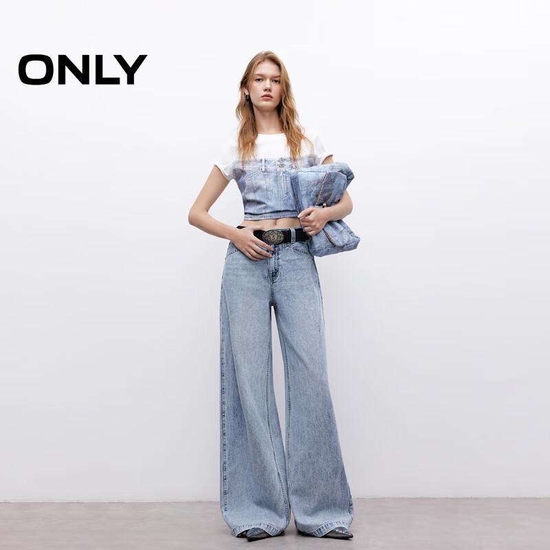 

ONLY Women s 2025 Summer Retro Washed High-Waist Loose Straight-Leg Jeans M