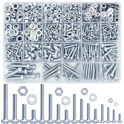 

Набор болтов 900 г, Машинные винты, Набор болтов из нержавеющей стали, M3, M4, M5, M6, Винты с цилиндрической головкой, Гайки, Инструмент для ремонта, Болты с крестообразным шлицем, Болты с плоской головкой, Ну