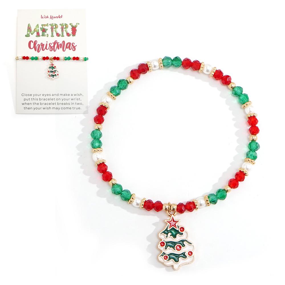 Christmas Crystal Beaded Bracelets with Santa and Snowman Charms - Holiday Gift Assortment