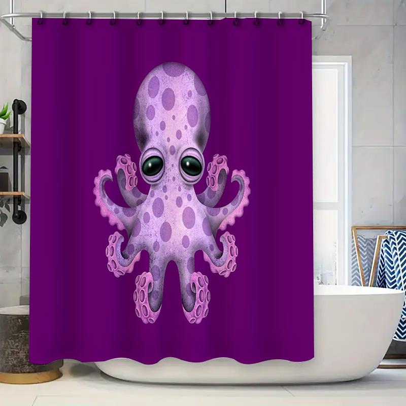 

Unframed Ocean Octopus Shower Curtain Cute Sea Creature Bathroom Decor Waterproof Fabric Shower Liner Beach Themed Home Decor W60H190(CM)-1 Pcs
