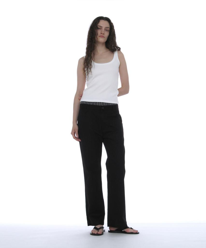 PARTIMENTO WOMEN Double Waist Chino Pants_Black