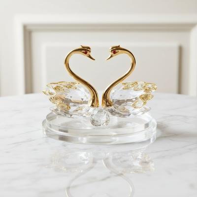 Exquisite Crystal Swan Figurines Light Luxury Glass Swans Home Decoration Car Interior